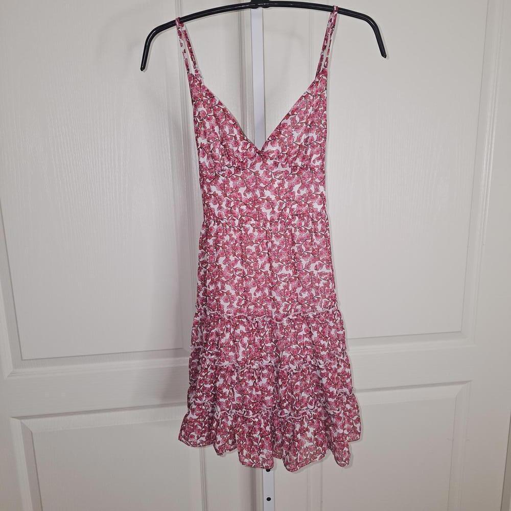 Floral Pink and White Sleeveless Summer Dress